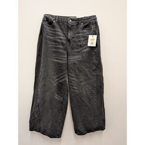 KbB by Kahlana Women’s Wide Leg Cropped Jeans Black Wash Size 8 NWT